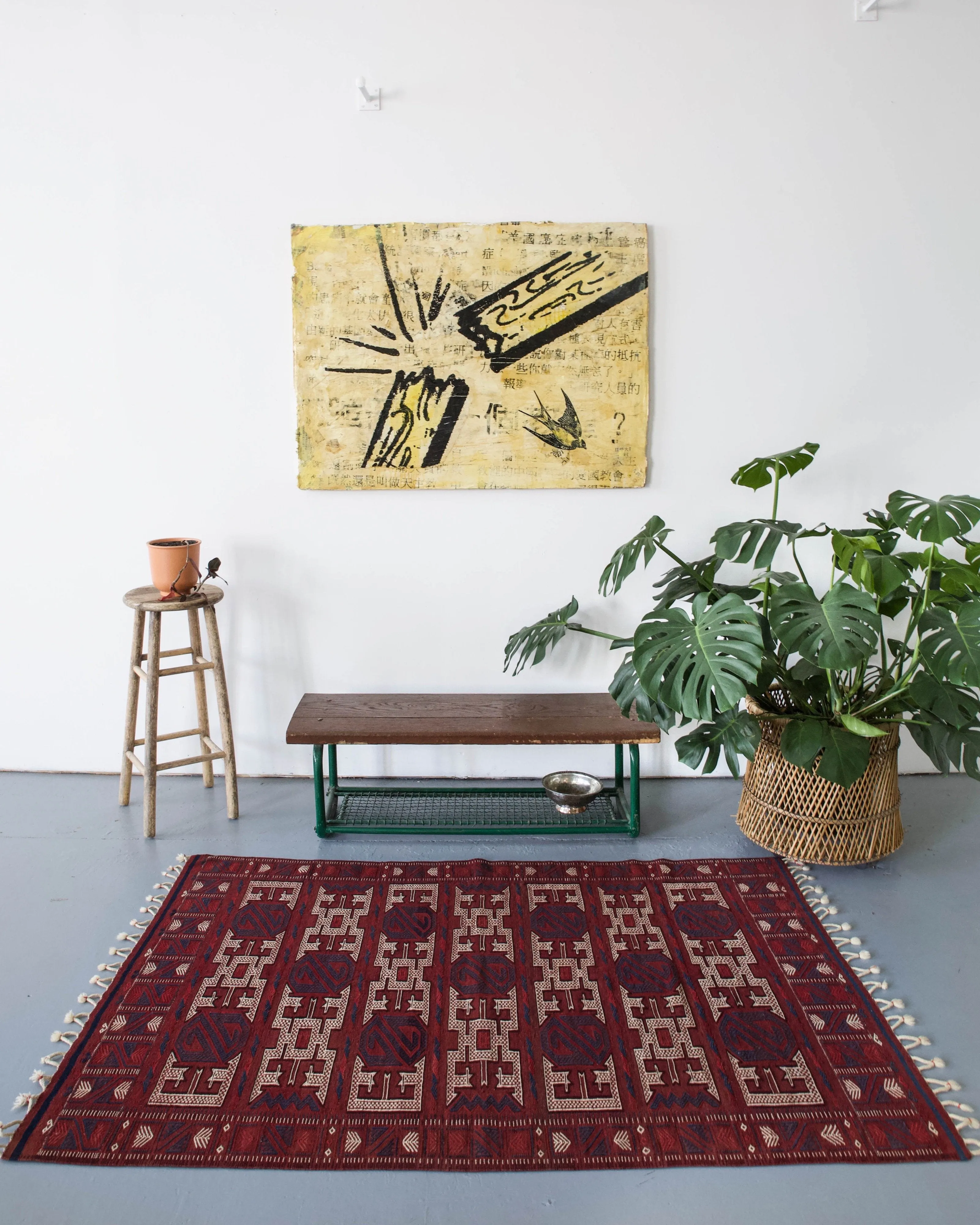 Vintage Turkish Balikesir Yuncu Kilim Rug