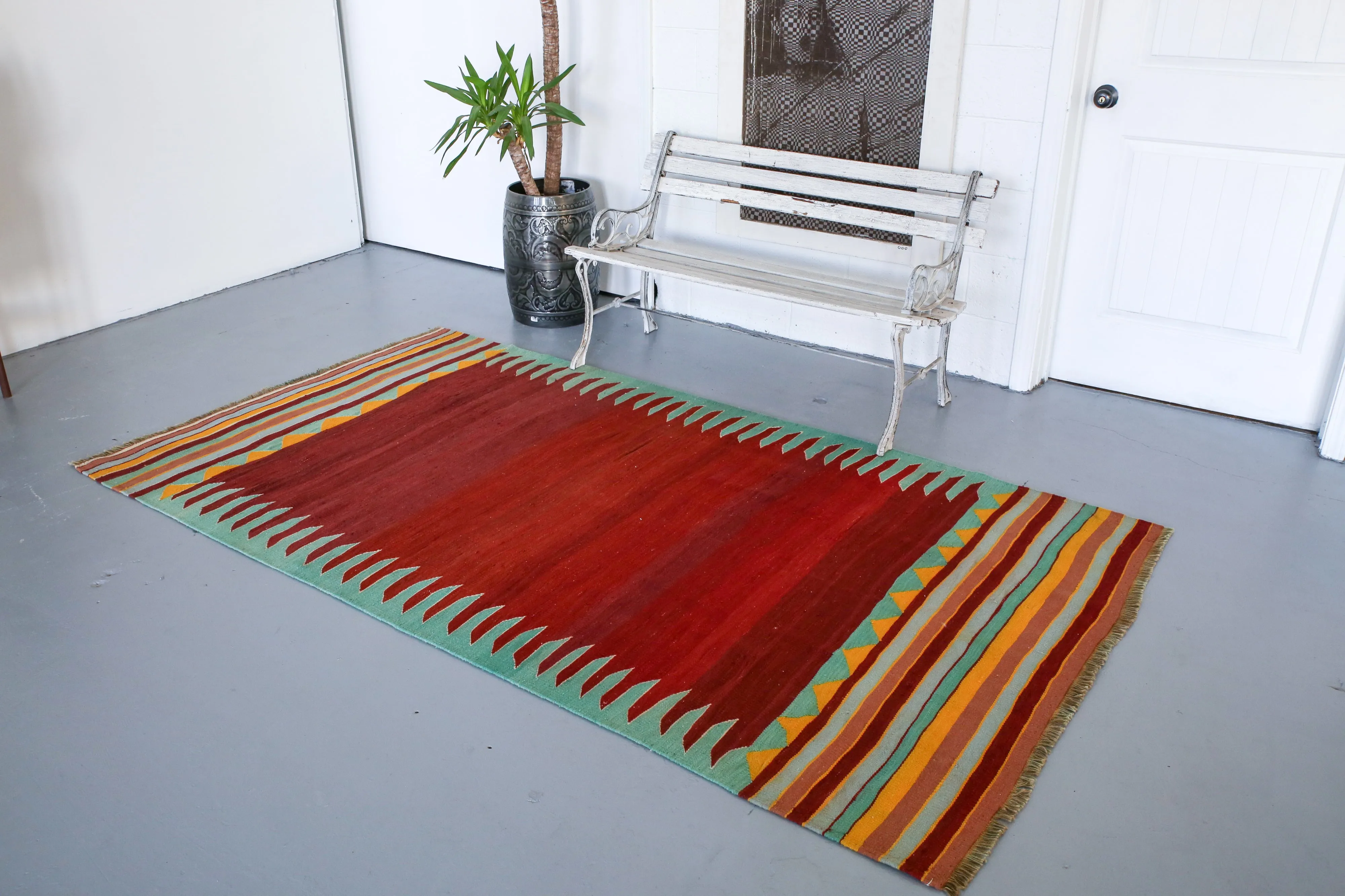 Vintage Turkish Bodrum Kilim Rug 4'7"x8'4"