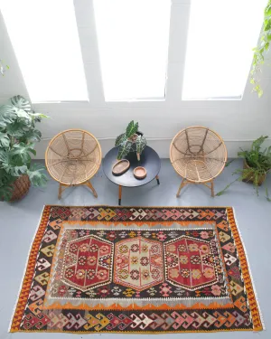 Vintage Turkish Corum Kilim Rug