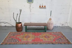 Vintage Turkish Faded Anatolian Rug 3.5ftx8.7ft