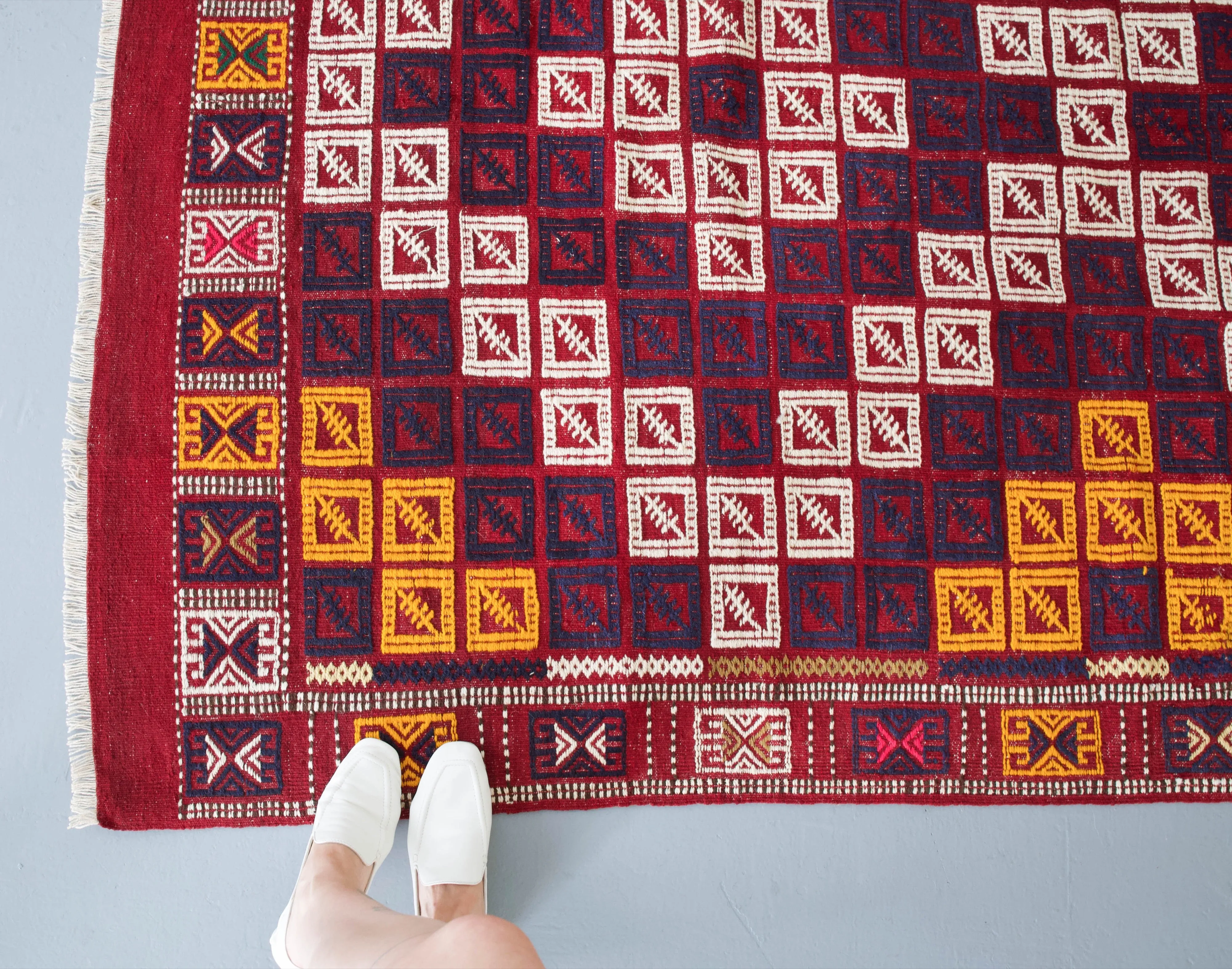 Vintage Turkish Kozak Cicim Kilim Rug 4'10"x7'