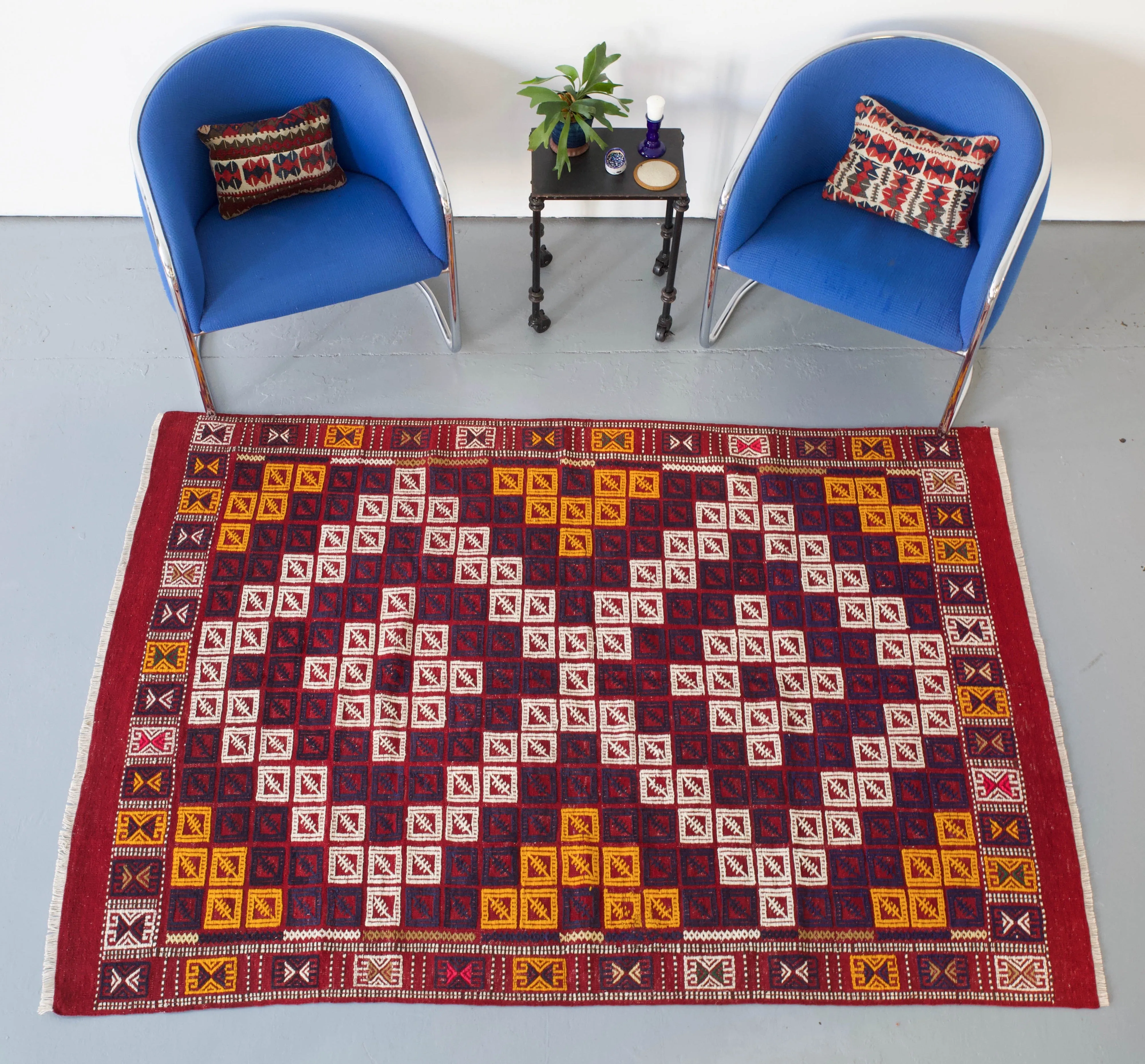 Vintage Turkish Kozak Cicim Kilim Rug 4'10"x7'