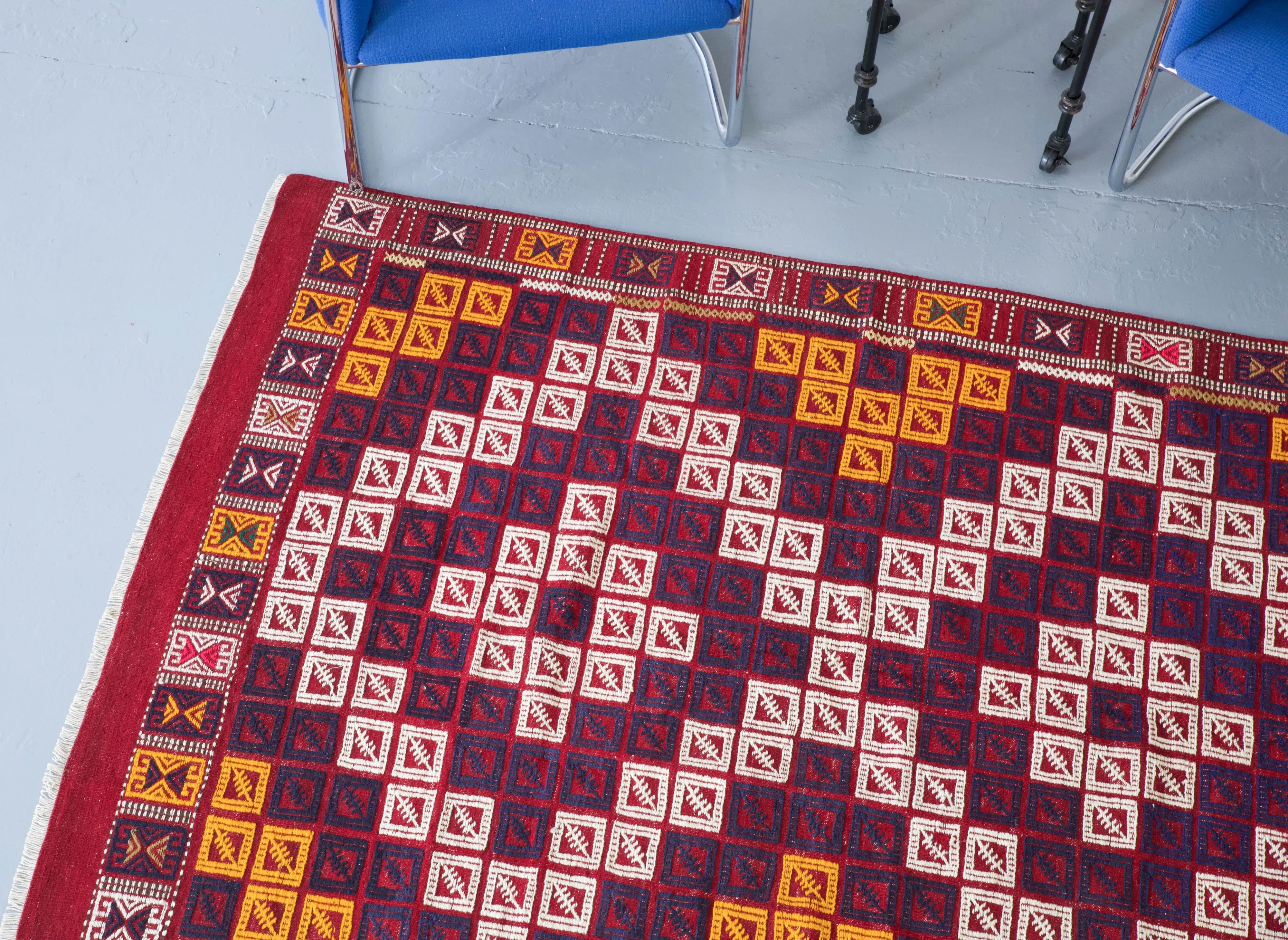 Vintage Turkish Kozak Cicim Kilim Rug 4'10"x7'