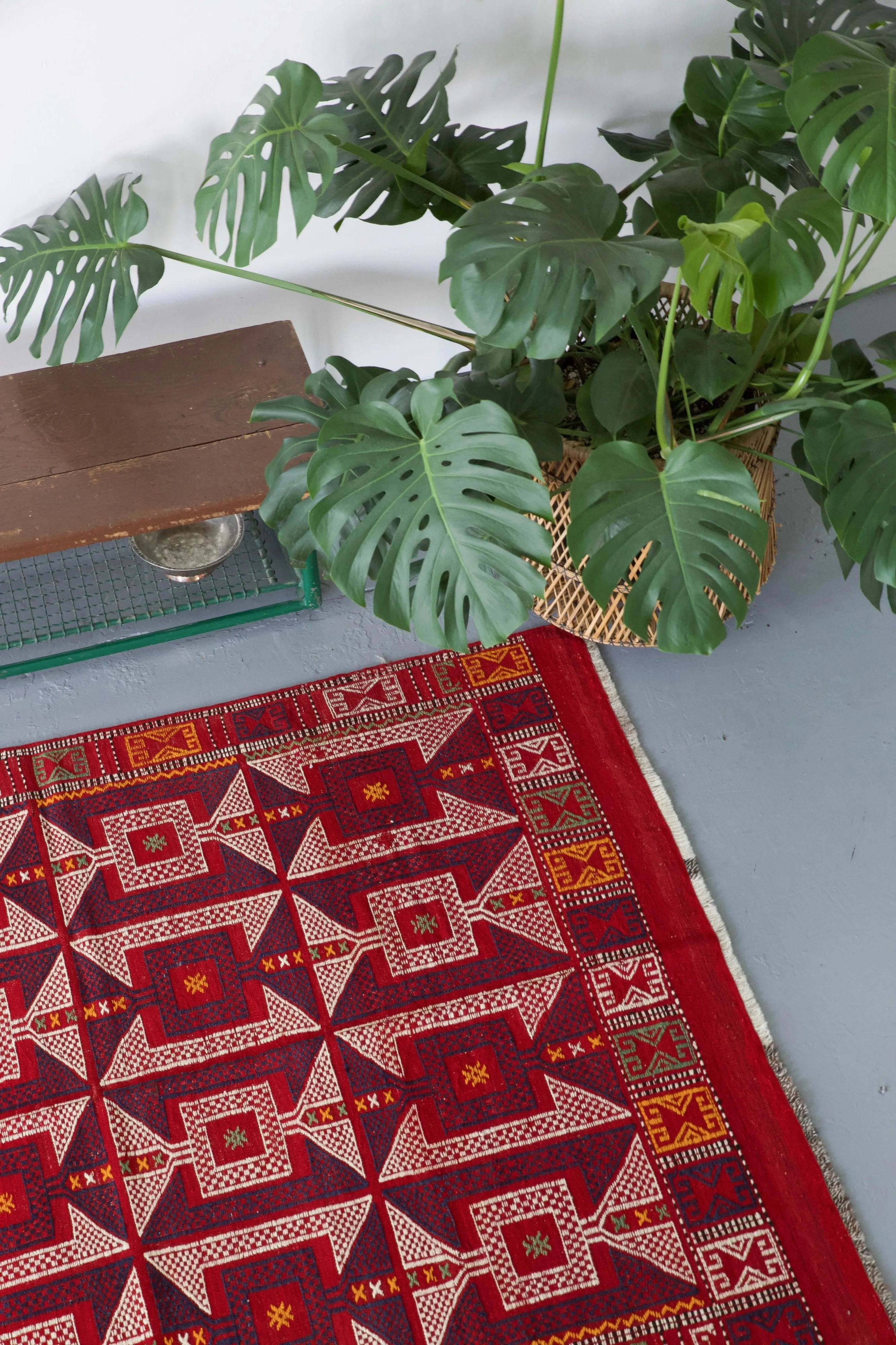 Vintage Turkish Kozak Cicim Kilim Rug 4'7"x6'5"