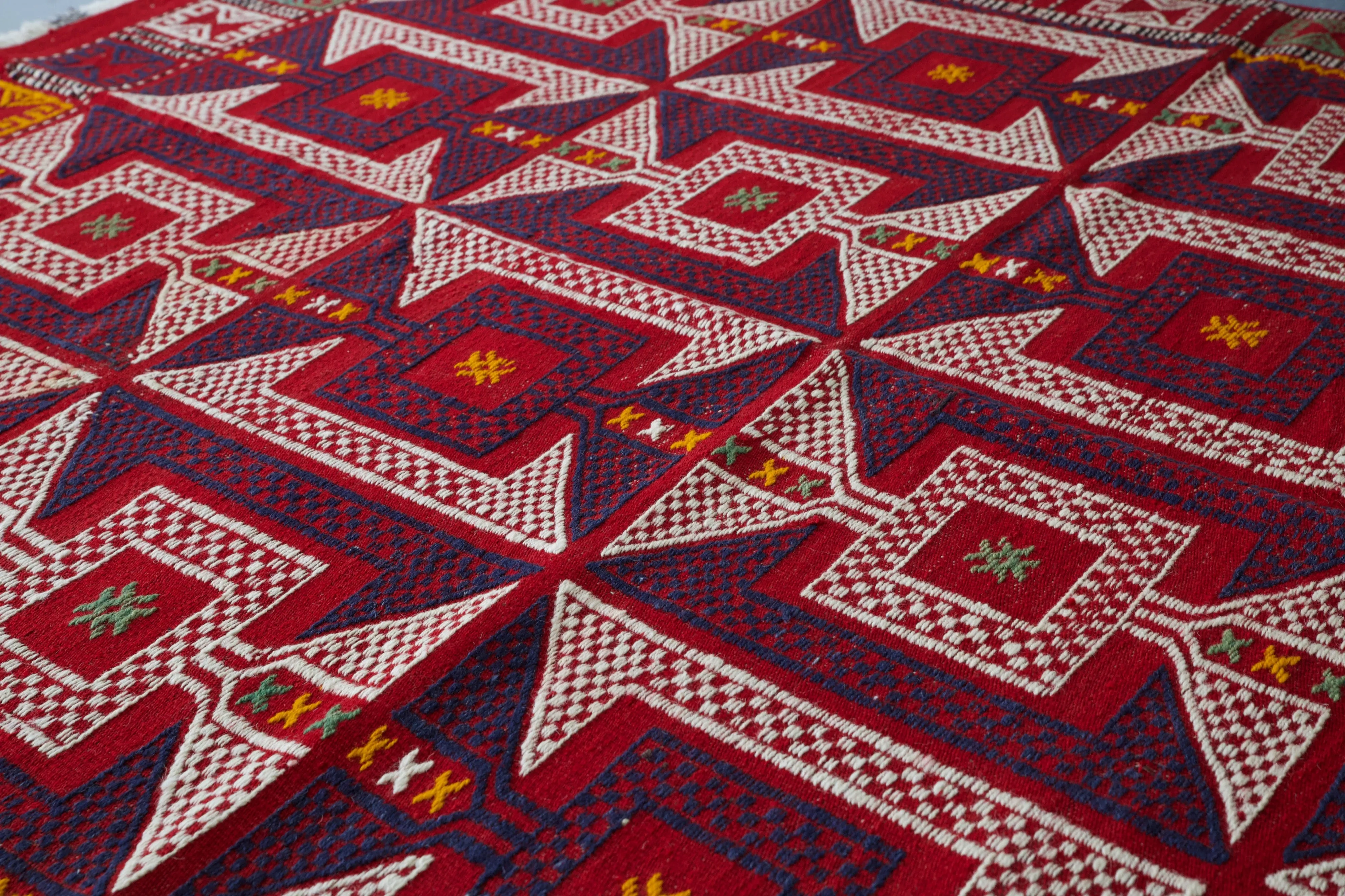 Vintage Turkish Kozak Cicim Kilim Rug 4'7"x6'5"