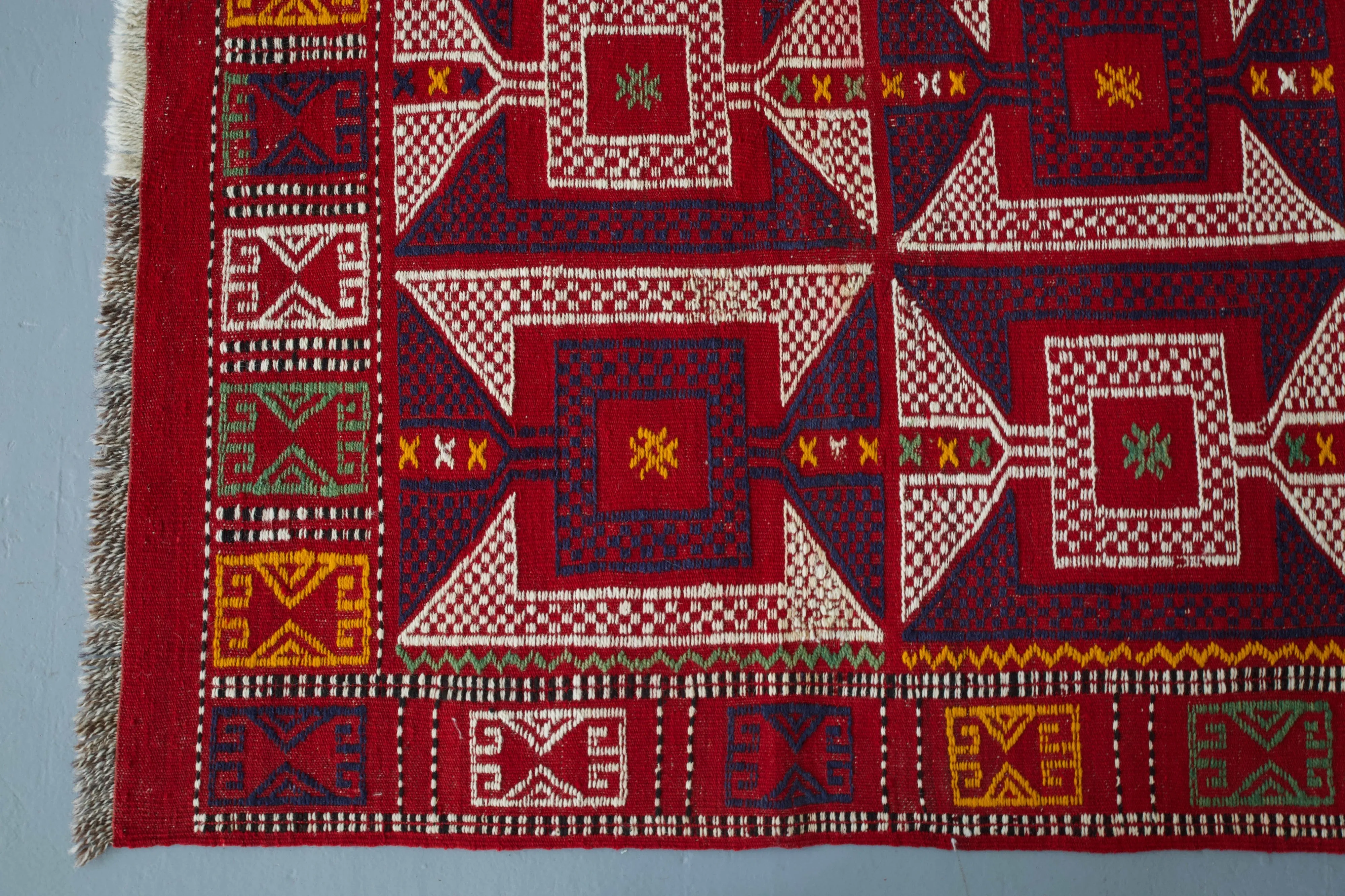 Vintage Turkish Kozak Cicim Kilim Rug 4'7"x6'5"