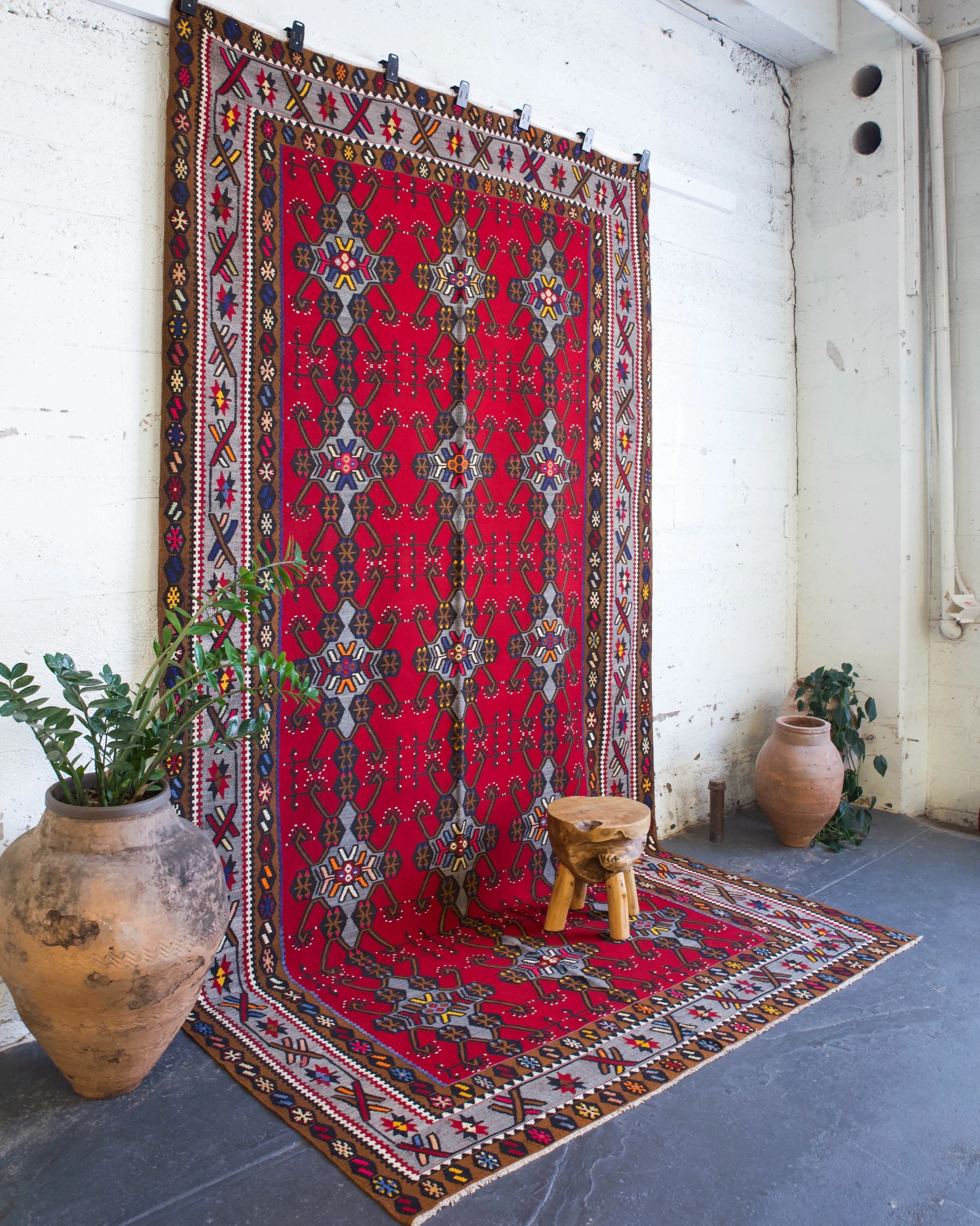 Vintage Turkish Maras Kilim Rug 7'x13'
