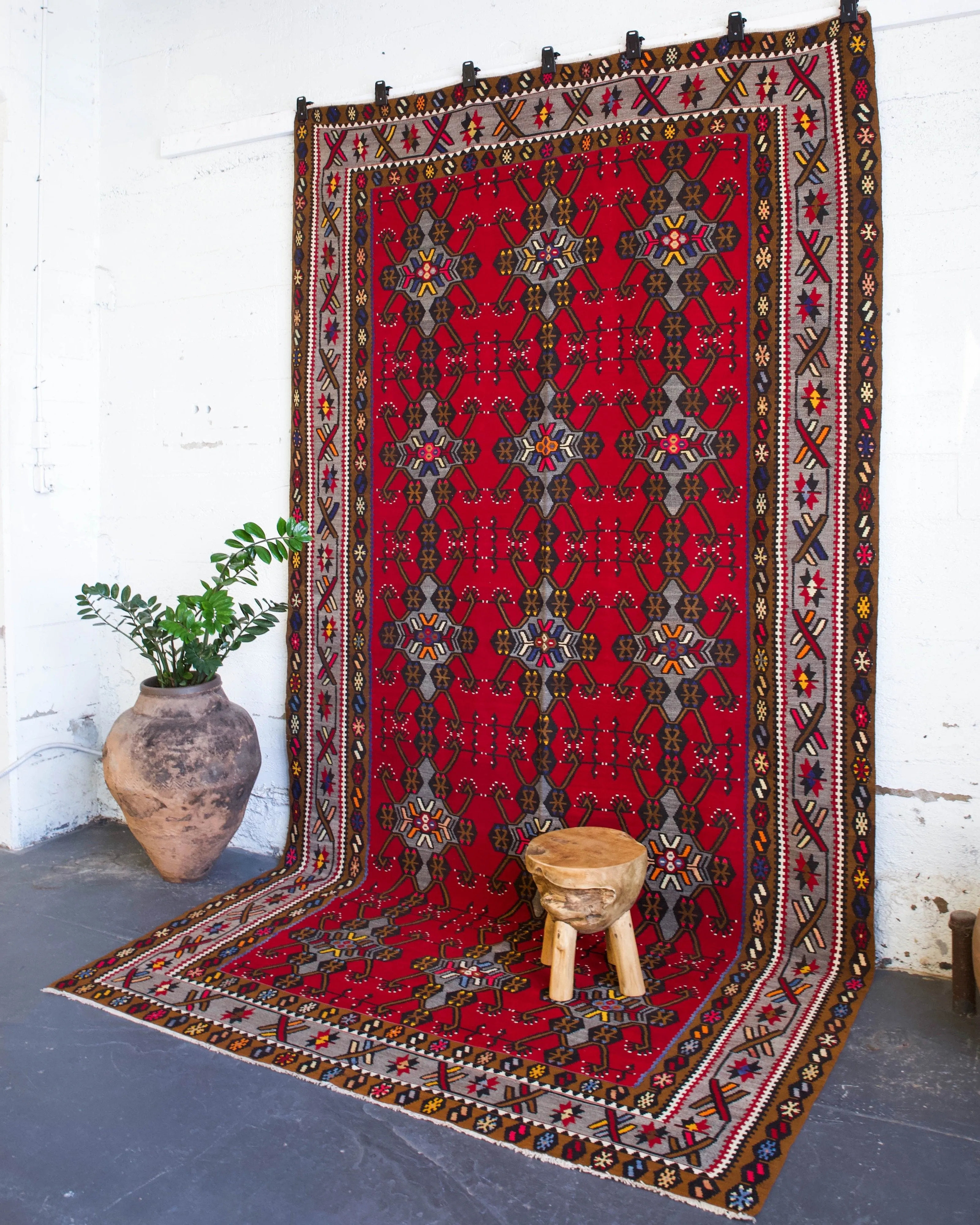 Vintage Turkish Maras Kilim Rug 7'x13'