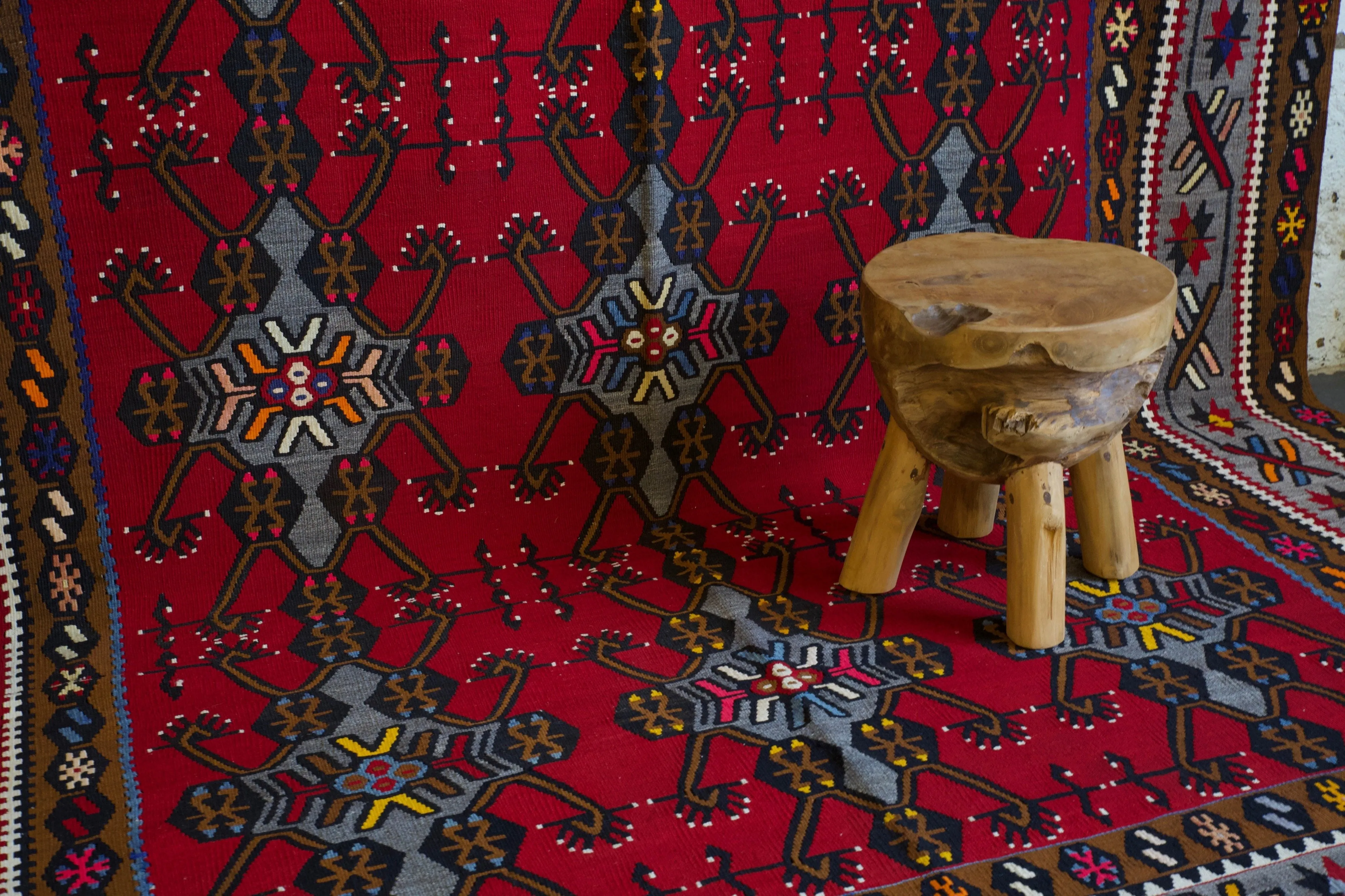 Vintage Turkish Maras Kilim Rug 7'x13'