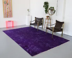 Vintage Turkish Overdyed Rug in Velvety Dark Violet 6.10ftx10ft