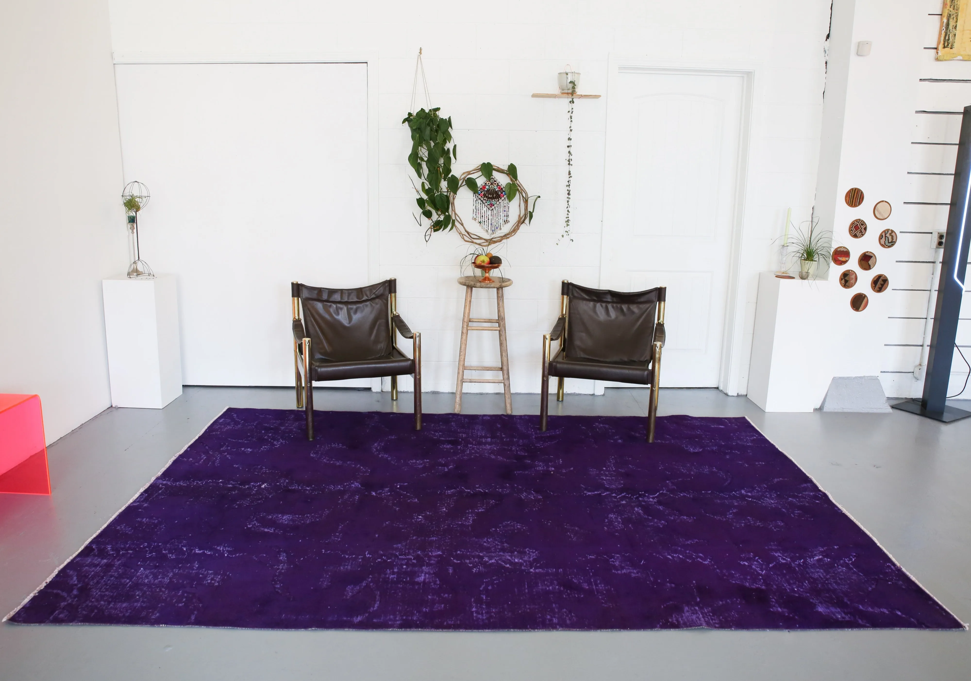 Vintage Turkish Overdyed Rug in Velvety Dark Violet 6.10ftx10ft