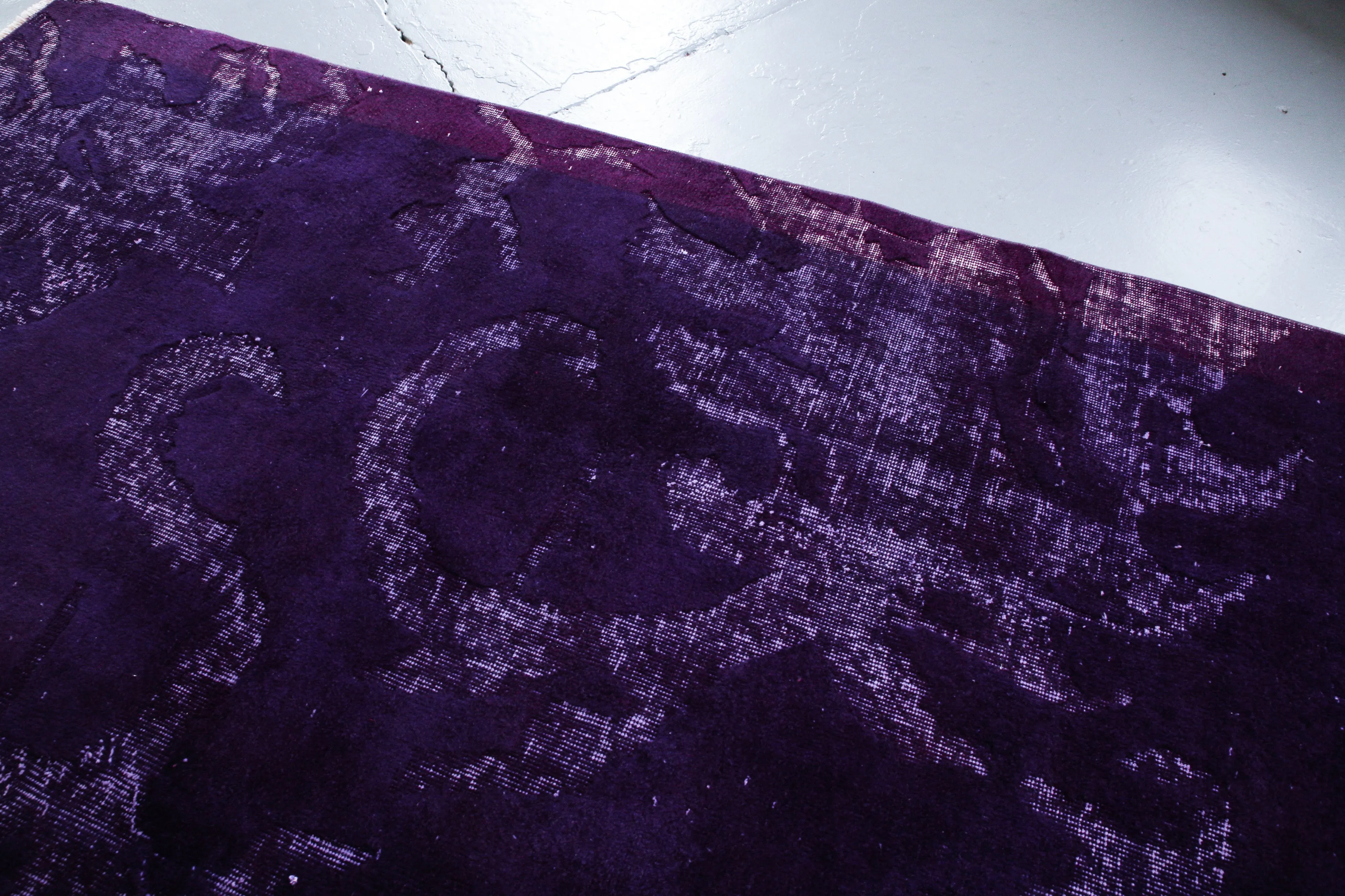 Vintage Turkish Overdyed Rug in Velvety Dark Violet 6.10ftx10ft