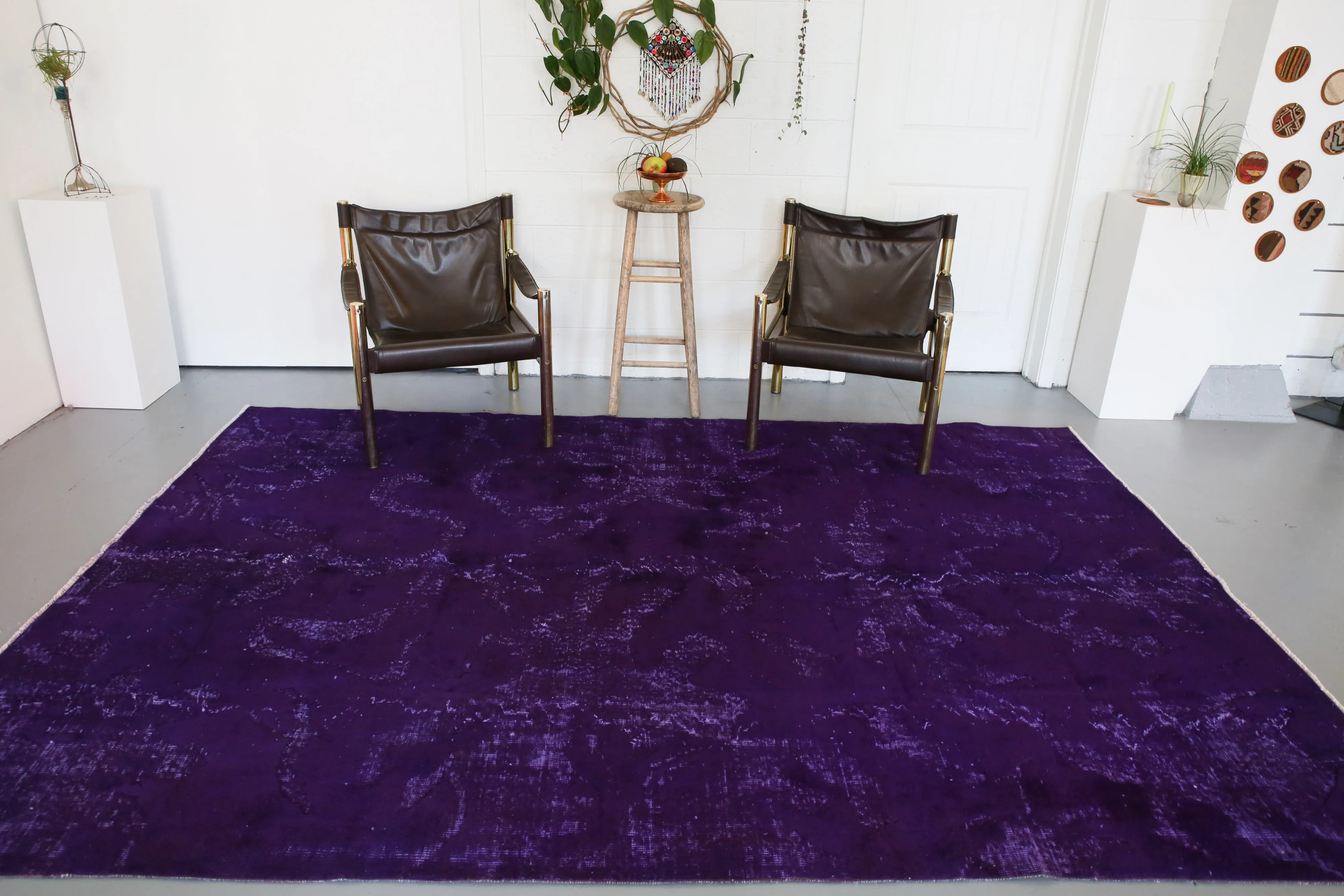 Vintage Turkish Overdyed Rug in Velvety Dark Violet 6.10ftx10ft