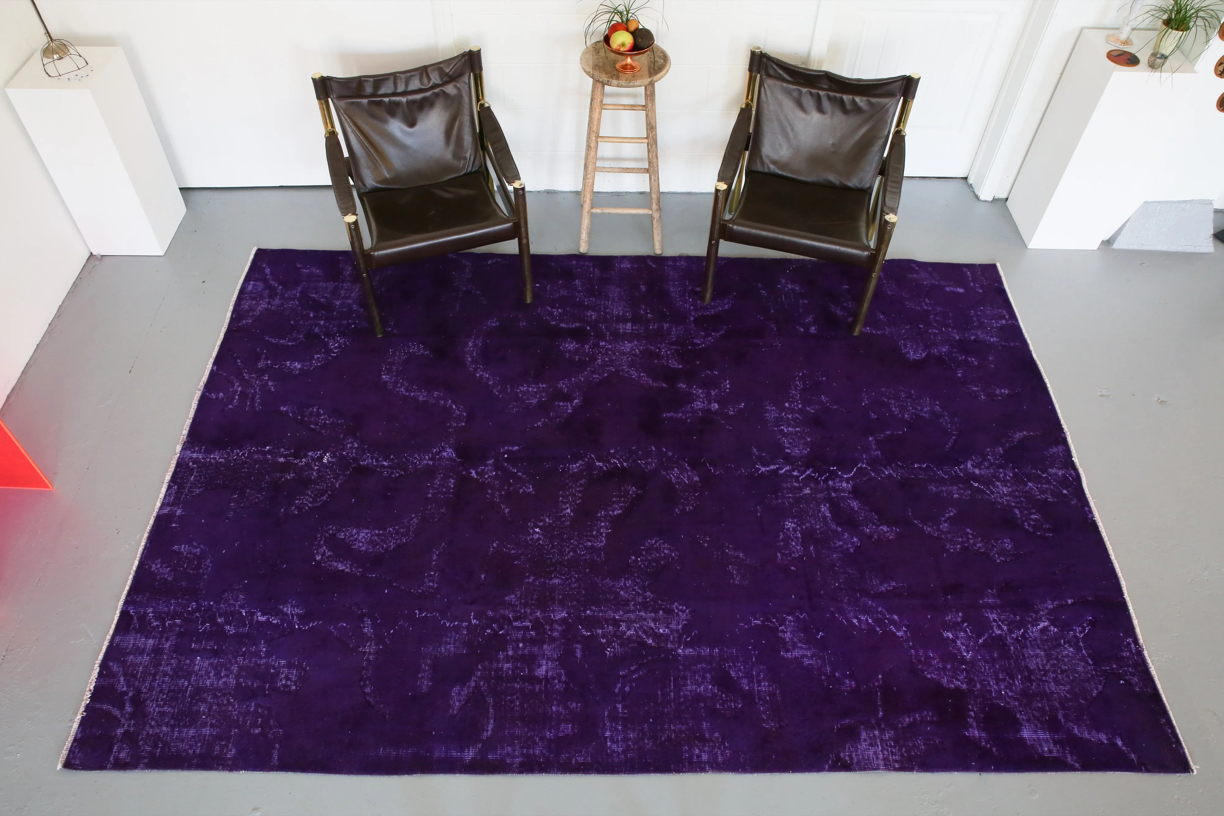 Vintage Turkish Overdyed Rug in Velvety Dark Violet 6.10ftx10ft