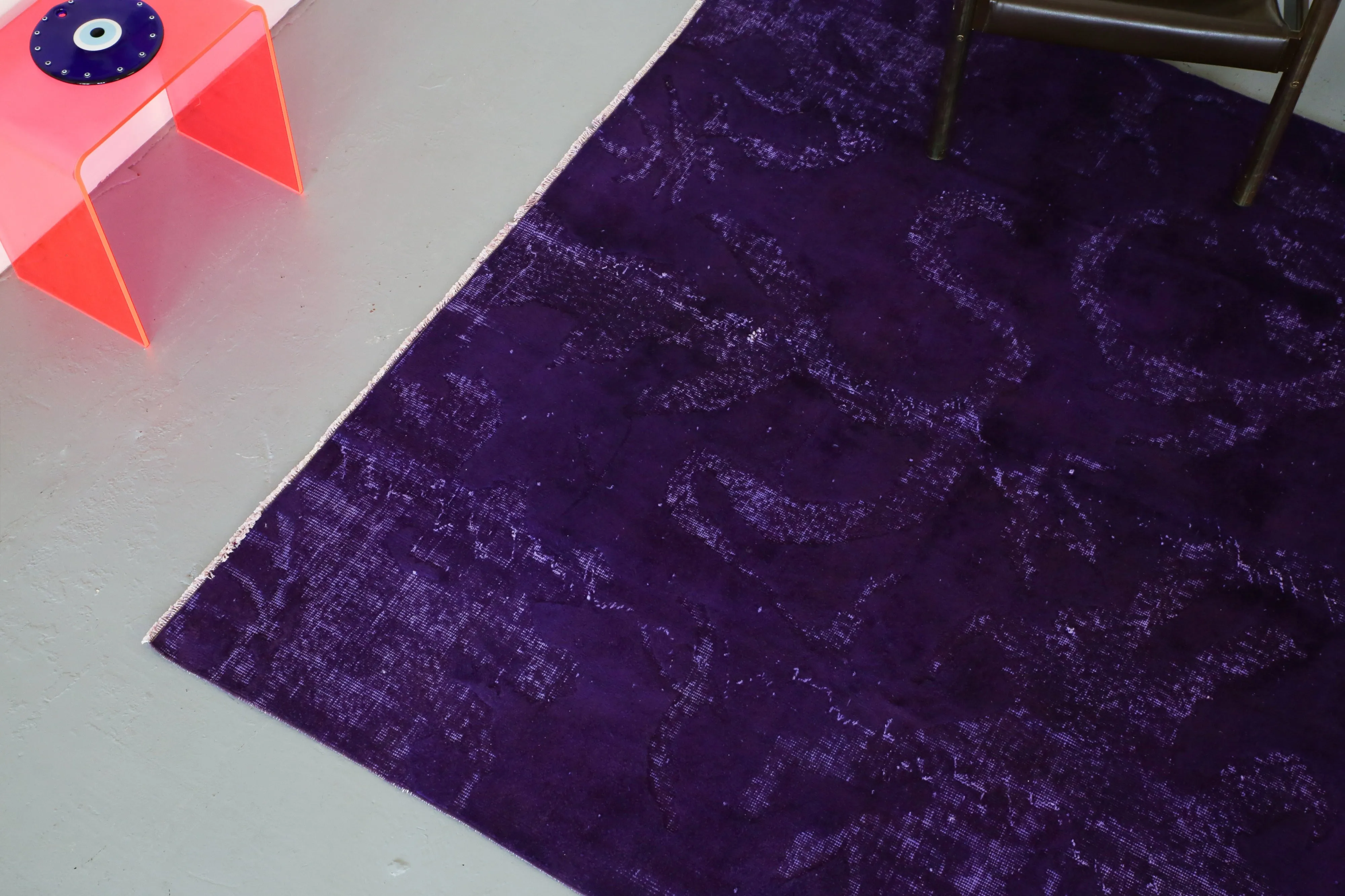 Vintage Turkish Overdyed Rug in Velvety Dark Violet 6.10ftx10ft