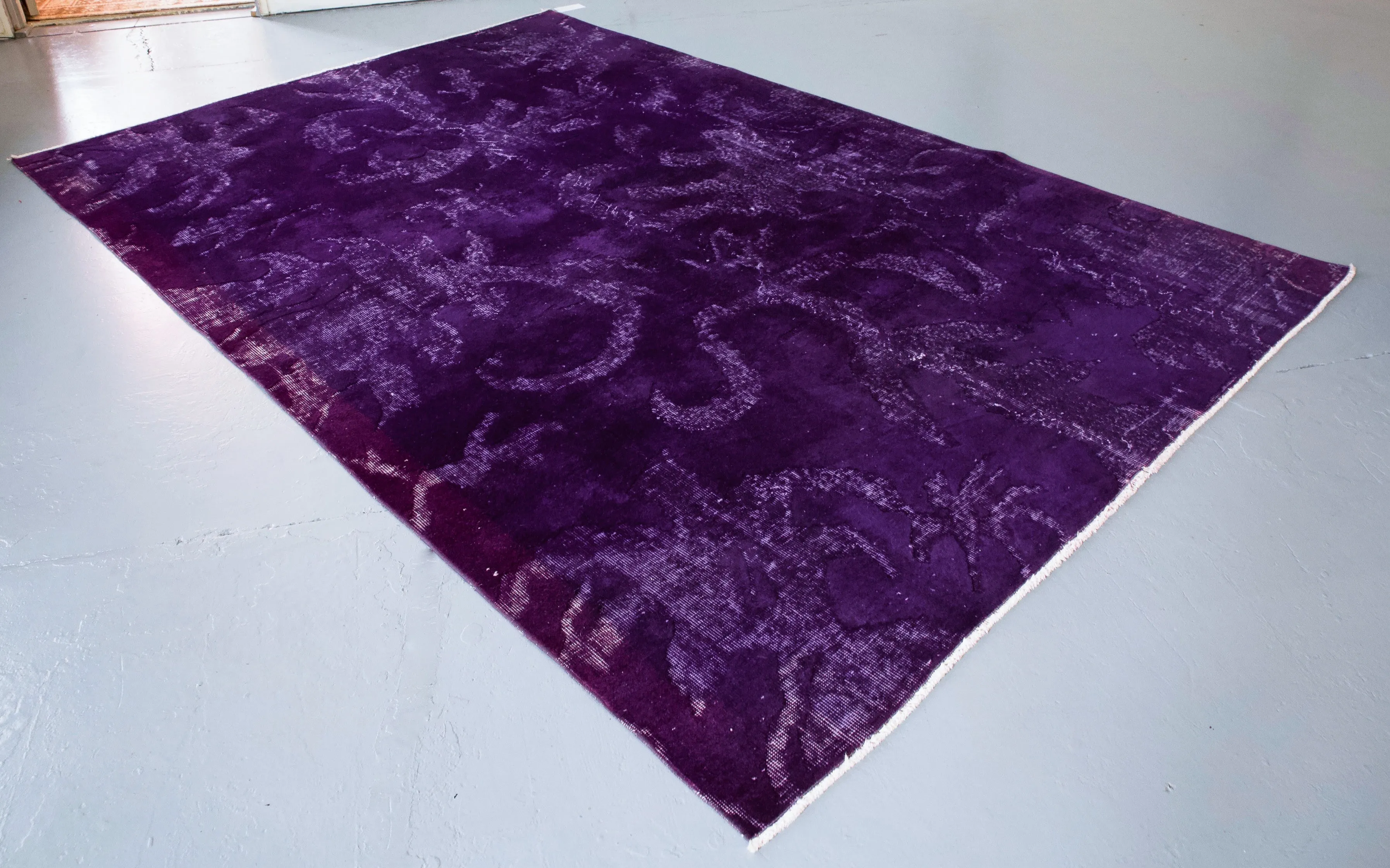 Vintage Turkish Overdyed Rug in Velvety Dark Violet 6.10ftx10ft