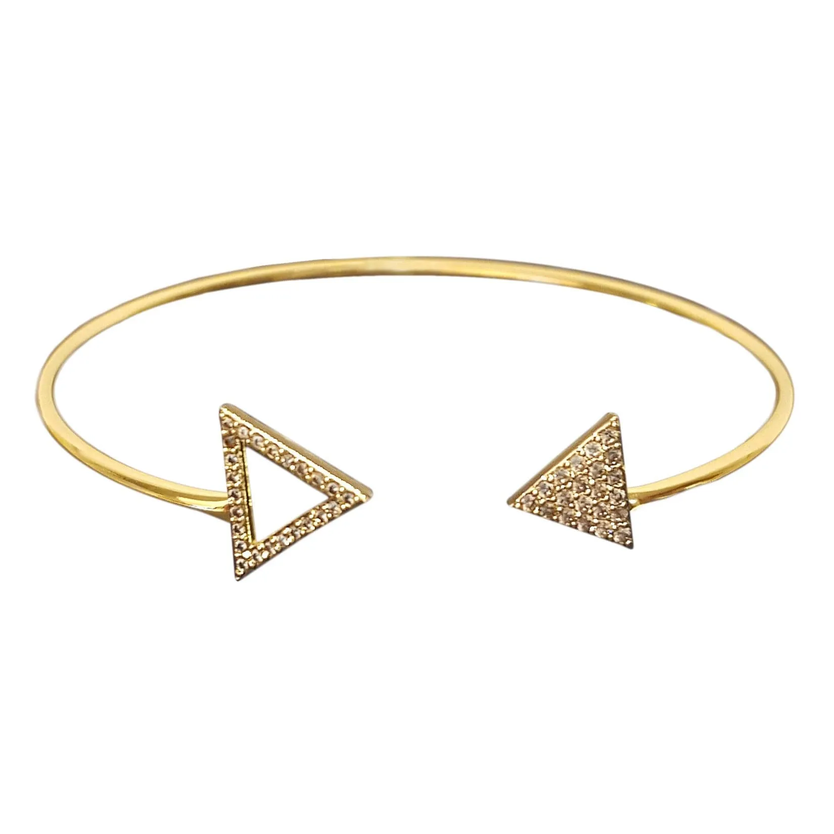 Vita Shiny Gold Cuff with Pave Triangle Accents