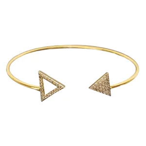 Vita Shiny Gold Cuff with Pave Triangle Accents