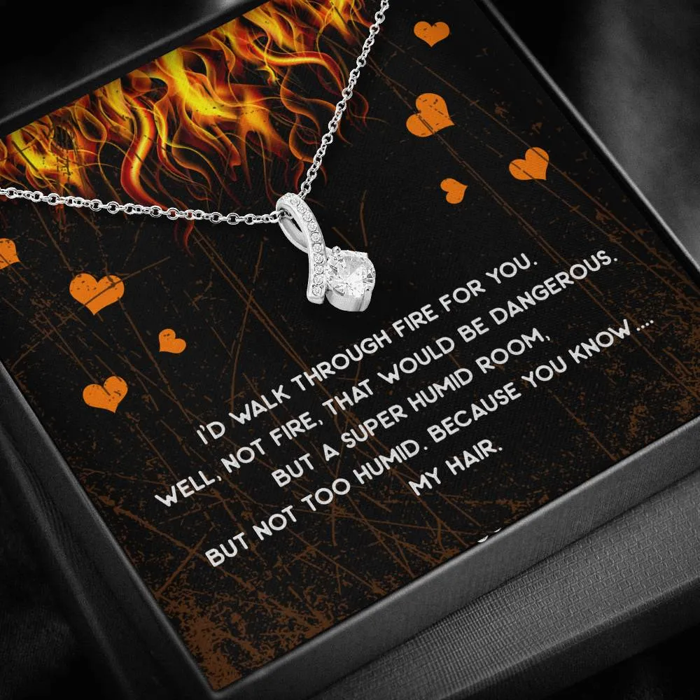 Walk Through Fire Ribbon Drop Pendant Necklace
