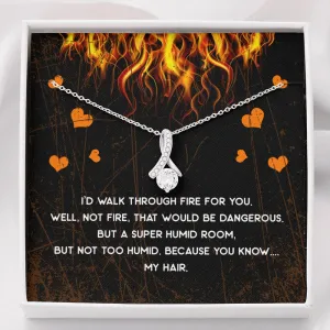 Walk Through Fire Ribbon Drop Pendant Necklace