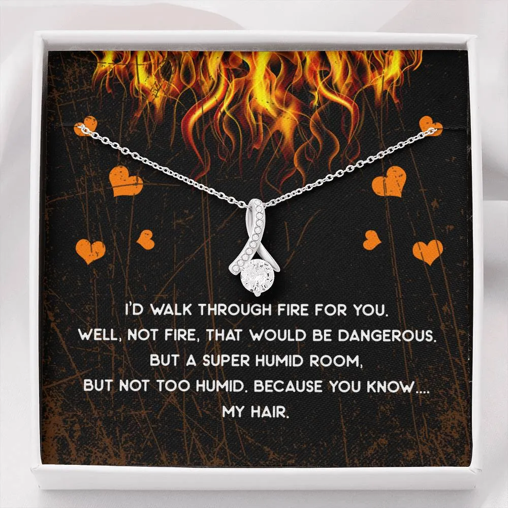 Walk Through Fire Ribbon Drop Pendant Necklace
