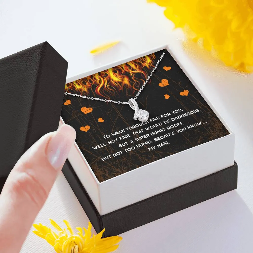 Walk Through Fire Ribbon Drop Pendant Necklace