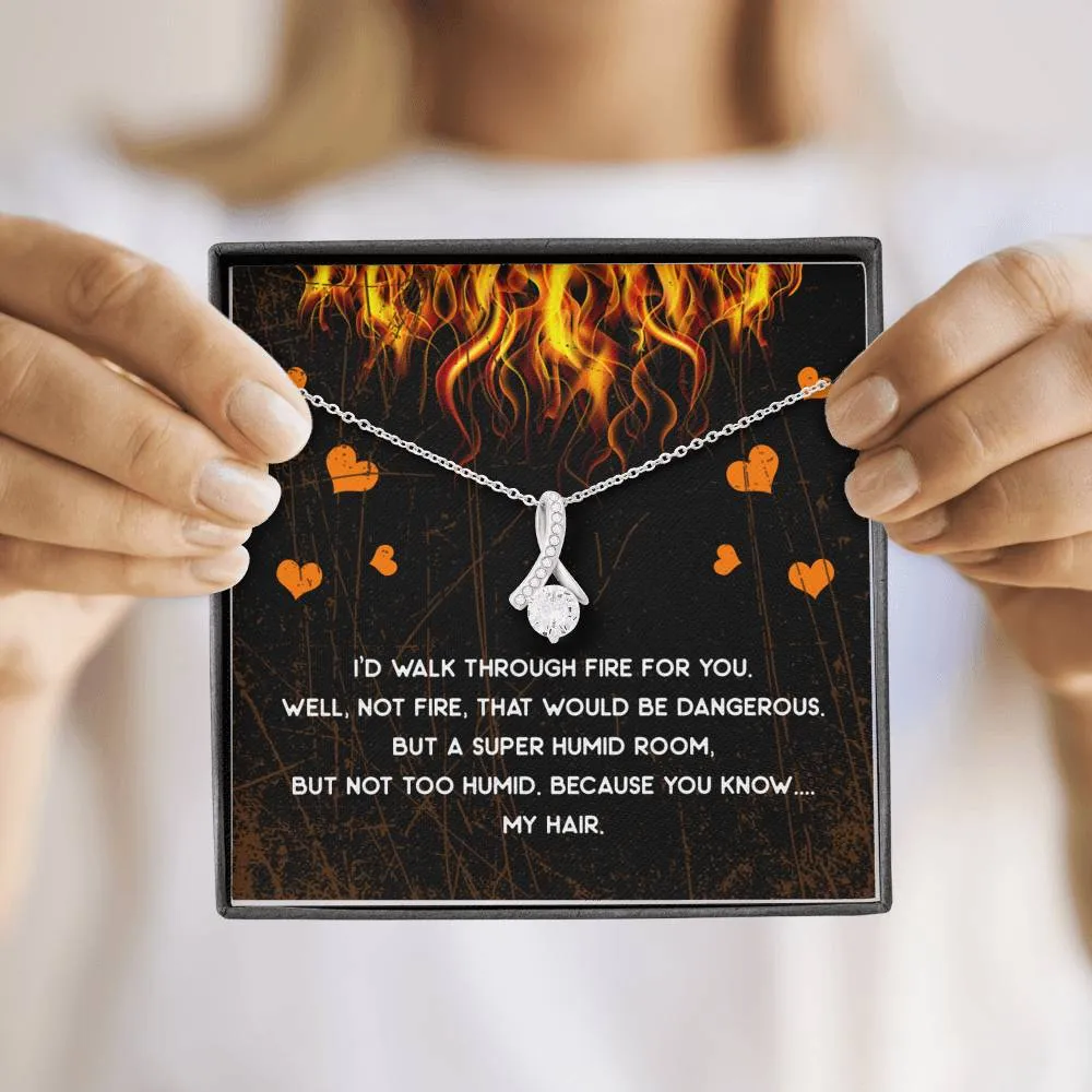 Walk Through Fire Ribbon Drop Pendant Necklace
