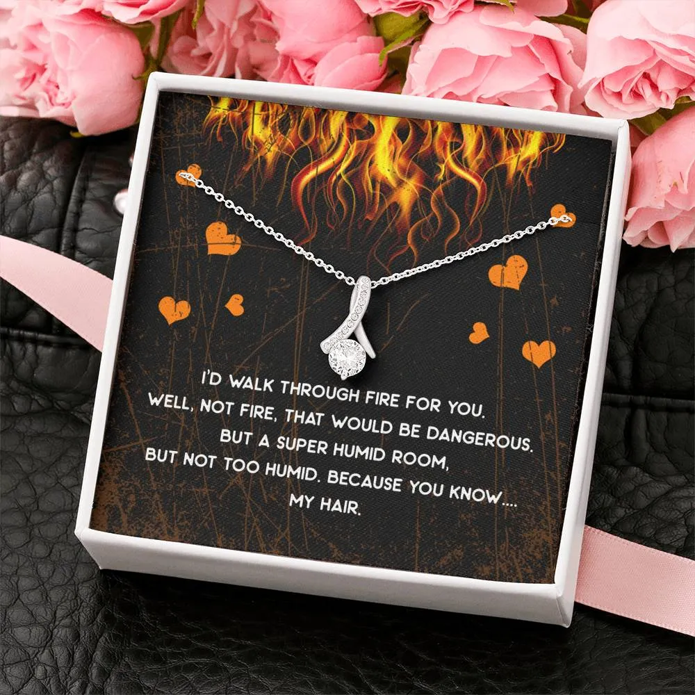 Walk Through Fire Ribbon Drop Pendant Necklace