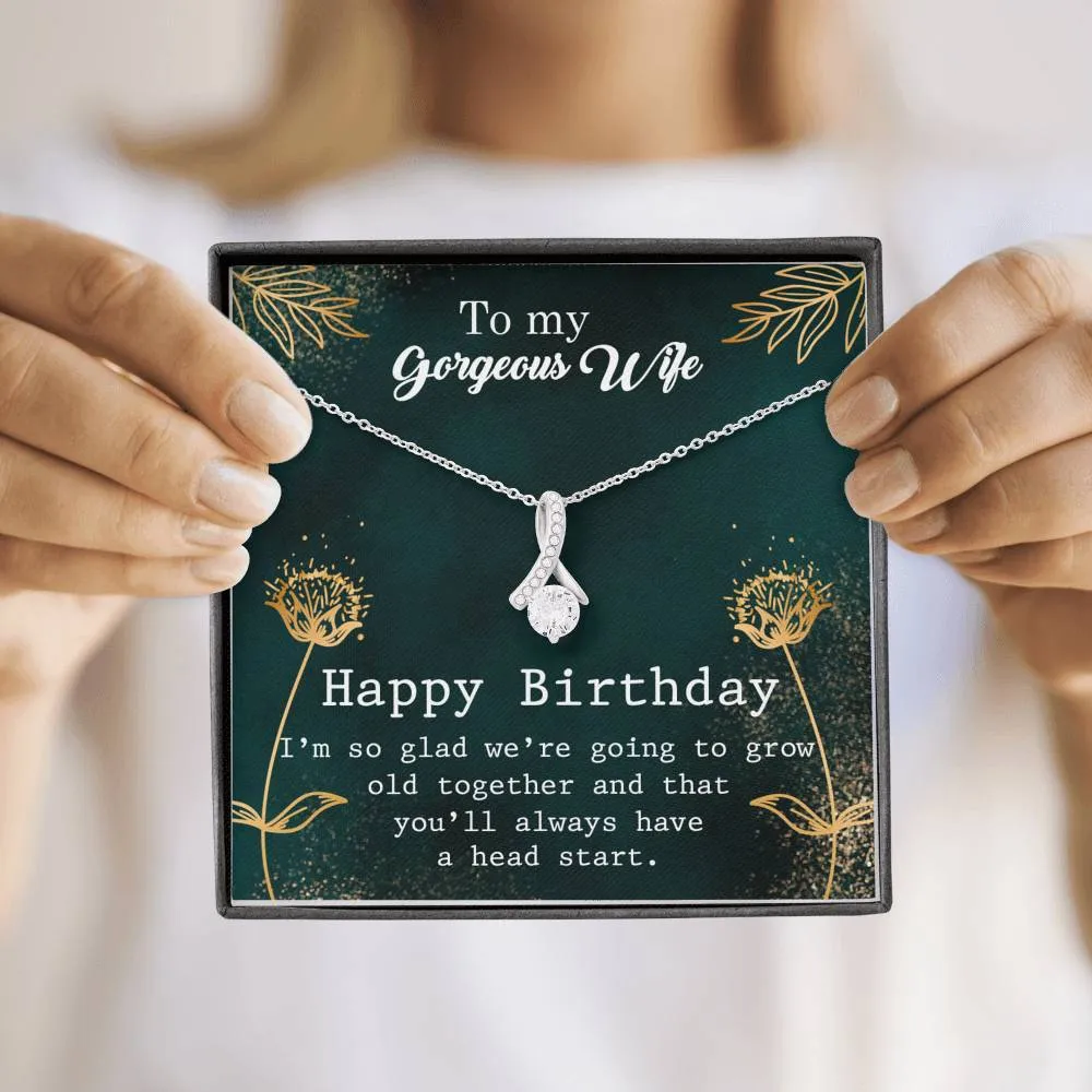 We're going to grow old together-Alluring Beauty Solitaire Necklace for Wife's Birthday
