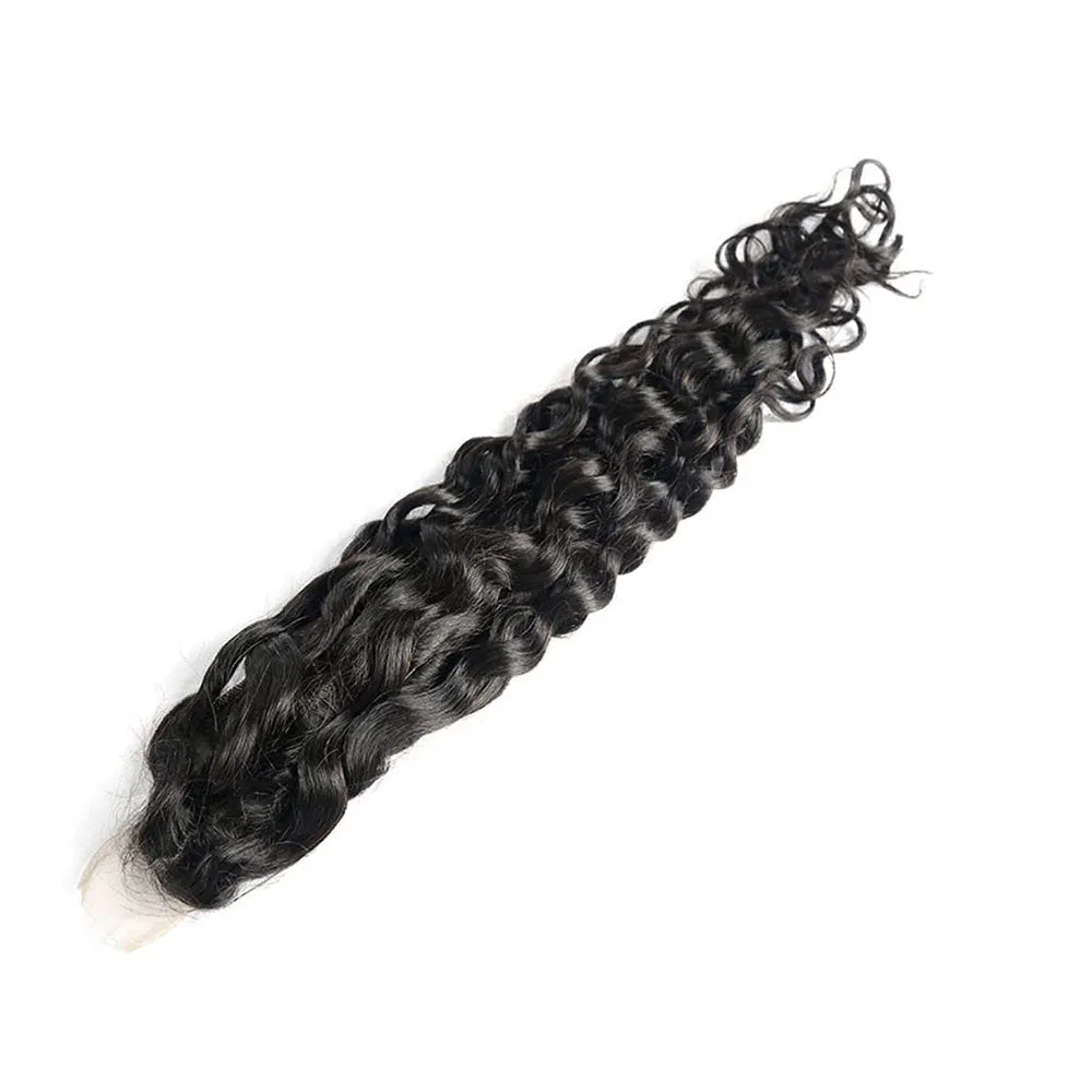 Wet& Wavy 4 Bundles With 2x6 Lace Closure 100% Unprocessed Virgin Human Hair