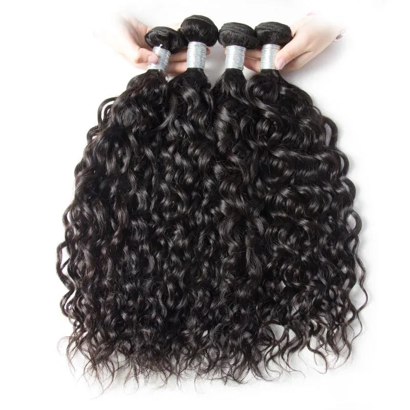 Wet& Wavy 4 Bundles With 2x6 Lace Closure 100% Unprocessed Virgin Human Hair