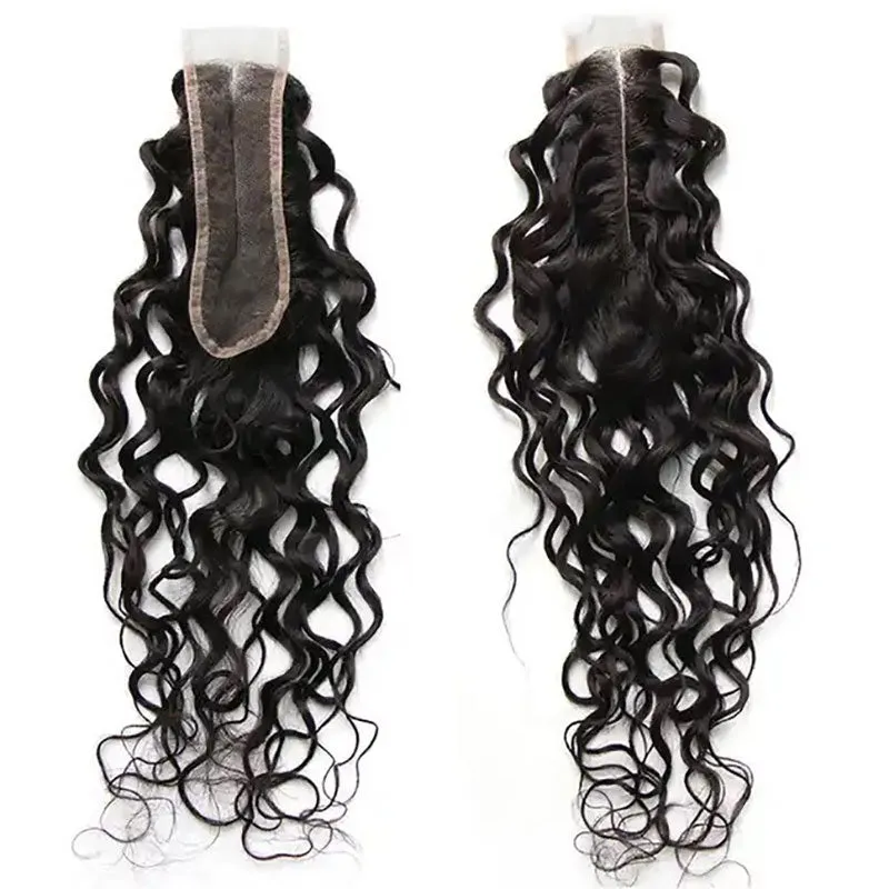 Wet& Wavy 4 Bundles With 2x6 Lace Closure 100% Unprocessed Virgin Human Hair