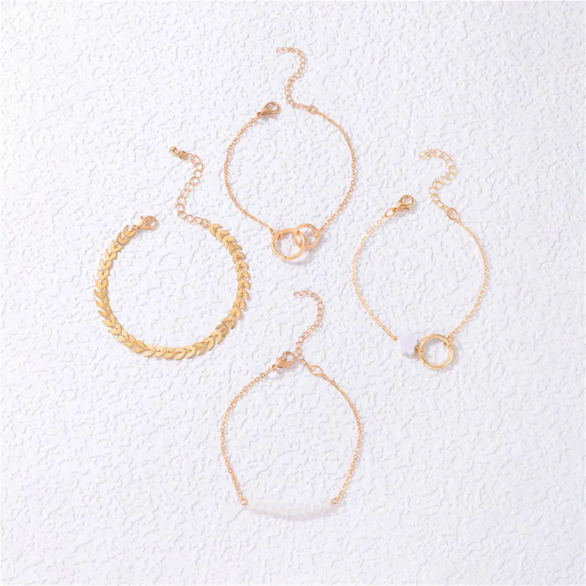 White Acrylic & 18K Gold-Plated Flower Wheat Bracelet Set