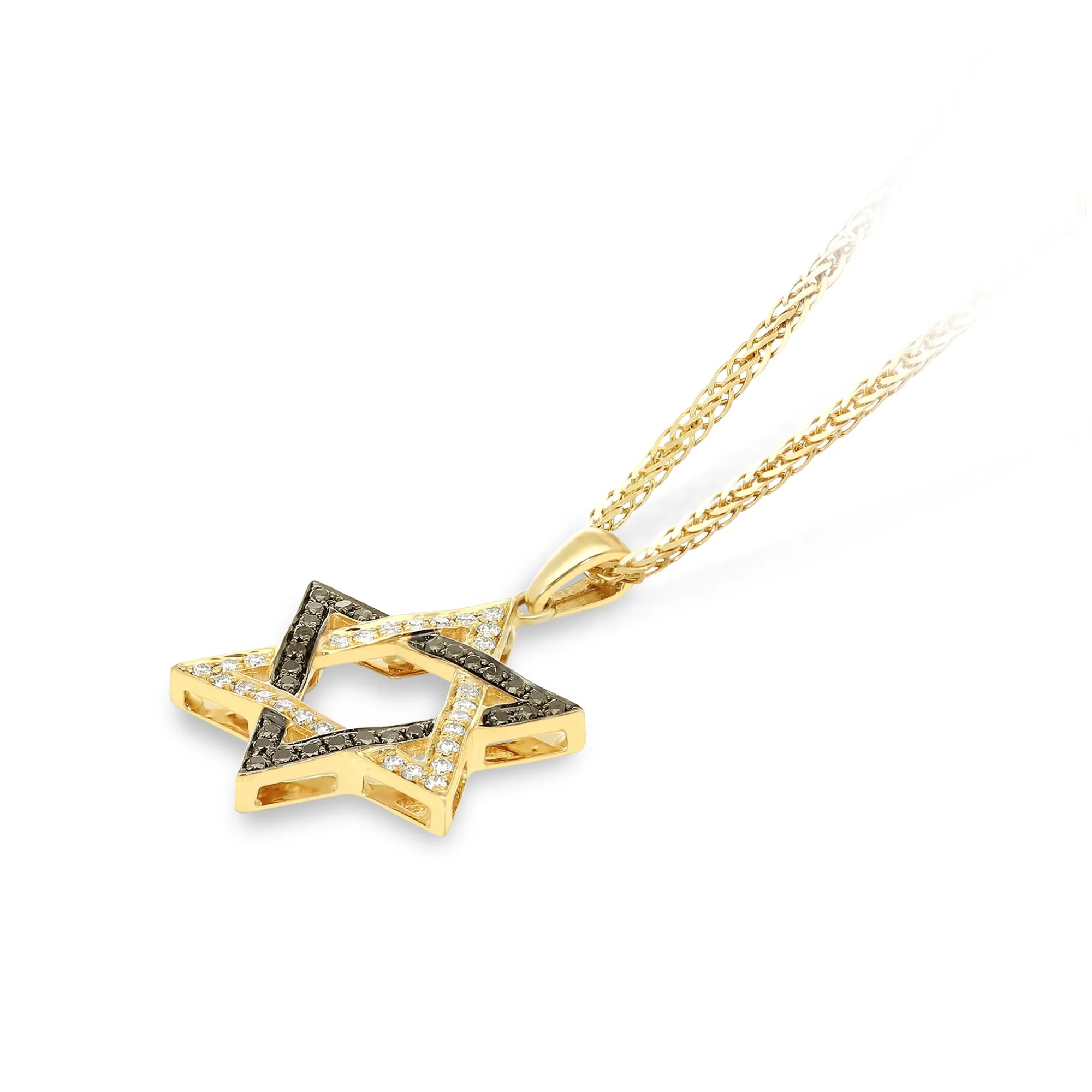 White and Black Diamonds Intertwining Star Of David Pendant - .43 Carat