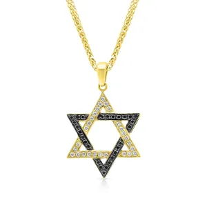 White and Black Diamonds Intertwining Star Of David Pendant - .43 Carat