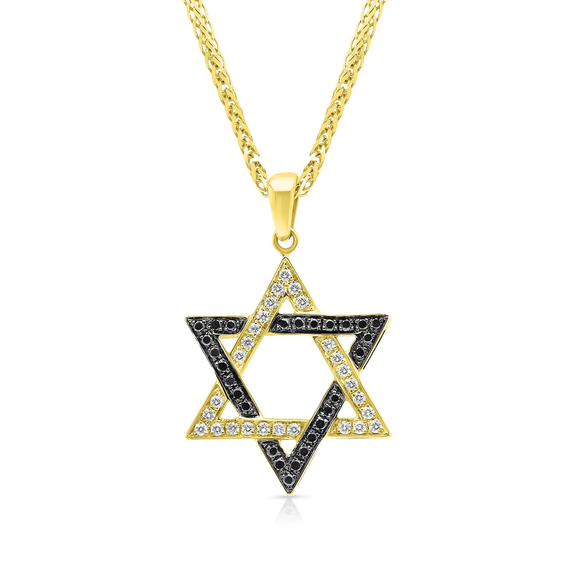 White and Black Diamonds Intertwining Star Of David Pendant - .43 Carat