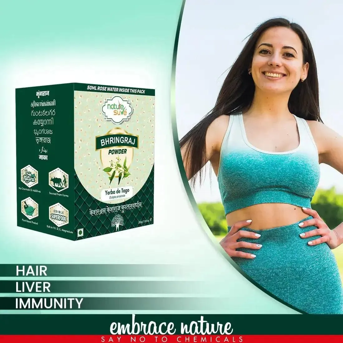 Wholesale | B2B | Bulk Order - Nature Sure Bhringraj Powder 60 Units (200g with Rose Water 50ml Each)