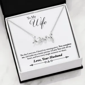 Wife Gift, To My Wife Love Your Husband, Scripted Love Necklace, You Complete Me