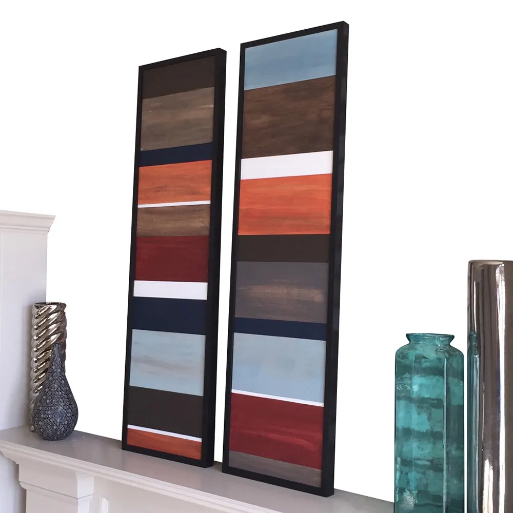 Wood Wall Art - Wood Art - Reclaimed Wood Art - Color Block Collection - 16x40 set