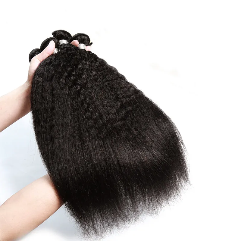Yaki Straight 4 Bundles and 2x6 Closure Raw India Unprocessed Virgin Human Hair