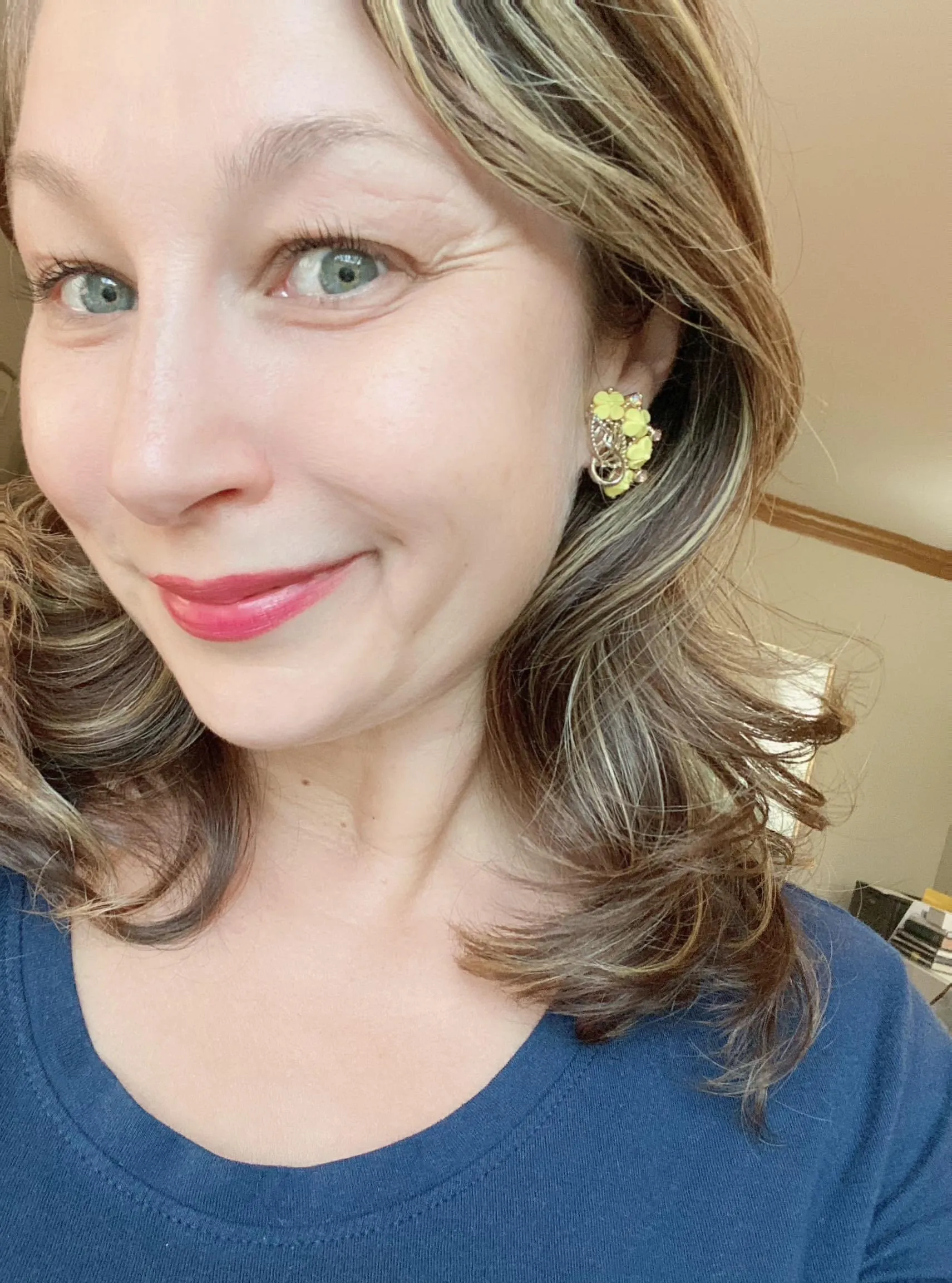 Yellow Daisy and Aurora Borealis Rhinestone Statement Earrings