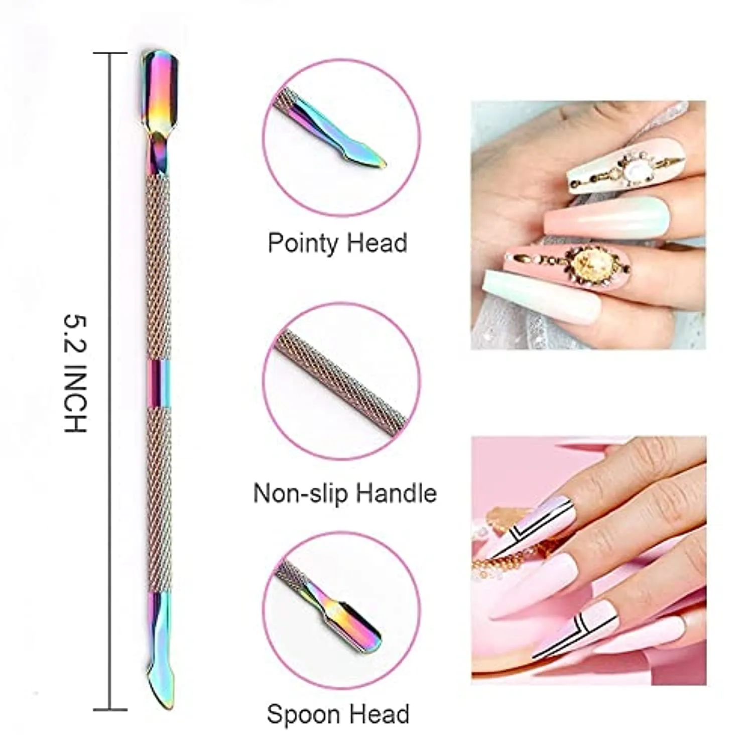 Yosly Acrylic Nail Brush and Cuticle Pusher, 100% Kolinsky Nail Art Brush for Acrylic False Nail, Red-Wood Pen, Non-Forked and Non-Clumping Nib, For French Nail. (8#) (8#)