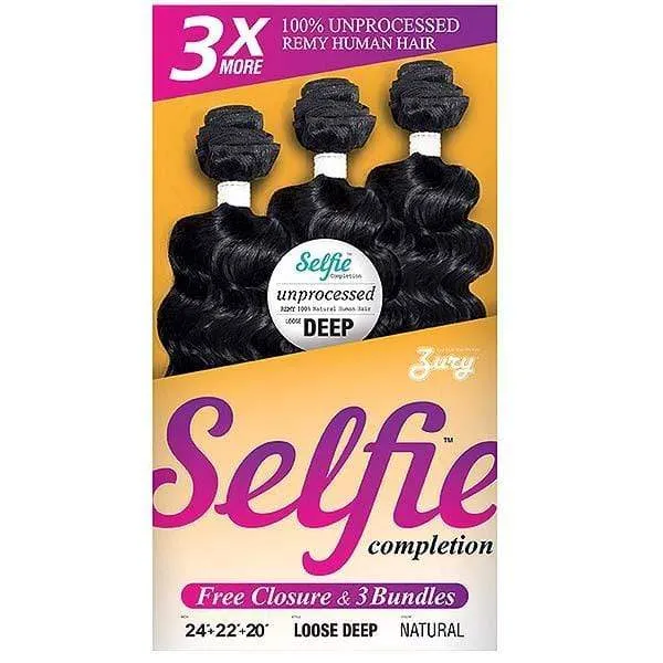 Zury Selfie Completion Kit 100% Remy Human Hair Weave - LOOSE DEEP